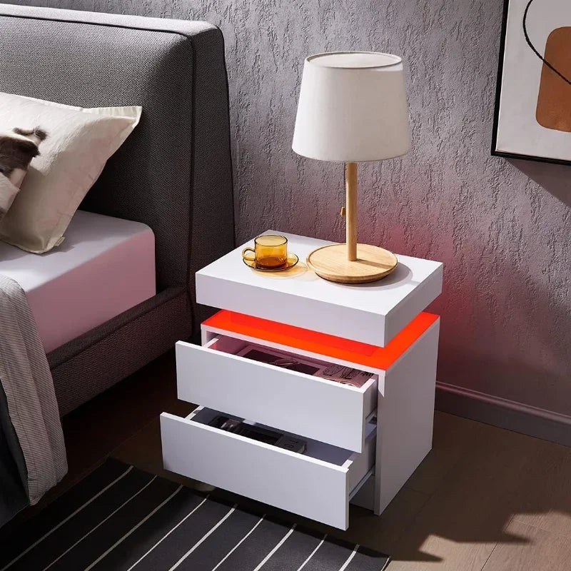 LED Light Bedside Table Set