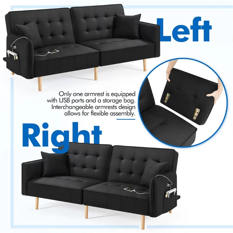 Convertible Memory Foam Sofa with USB ports